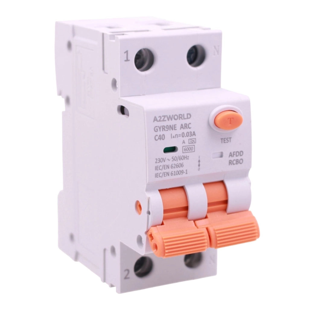 AFDD+RCBO Interruttore Antiincendio, Magnetotermico Differenziale con Rilevamento Di Arco Elettrico, Tipo A Curva C, 1P+N 2M 6000A 30mA, AC 220V Doppia Leva,GYR9NE-ARC,10A 16A 20A 25A 32A 40A (C40A)