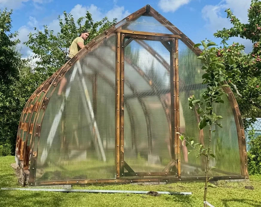 Serra da giardino Arched Wood 3 x 4 m (12 m²), 6 mm con rivestimento in policarbonato