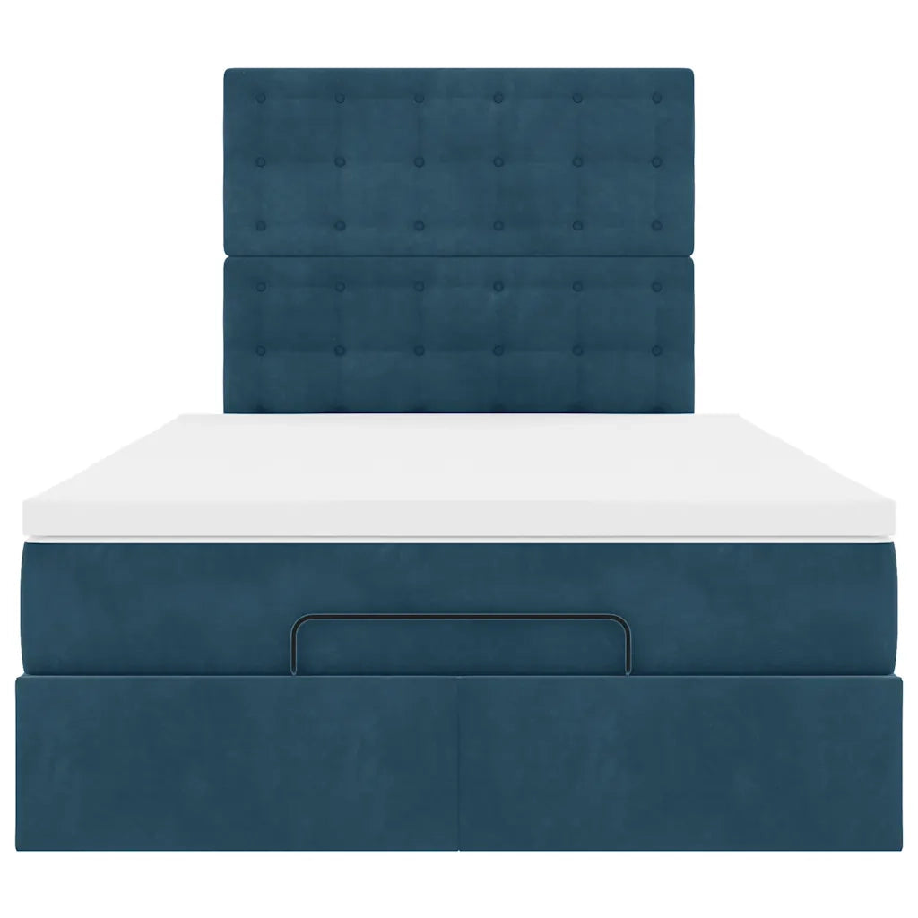 vidaXL Struttura Letto Pouf con Materassi Blu Scuro 120x200 cm Velluto