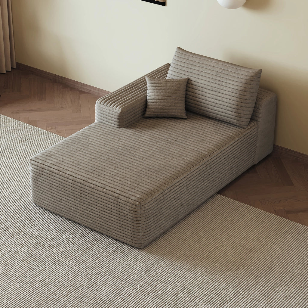 DIVANO Chaise longue reversibile in tessuto color cammello