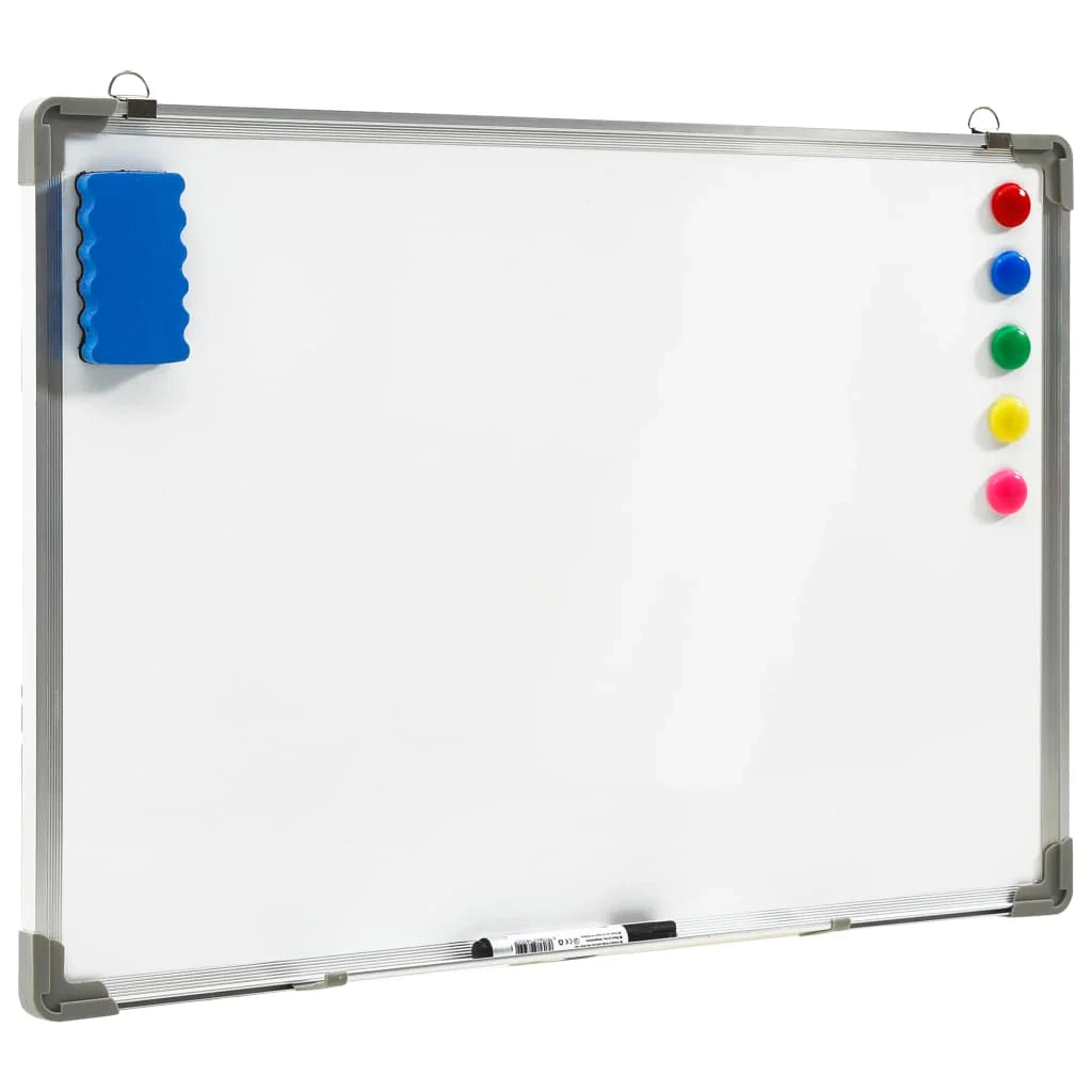 Lavagna magnetica pannello di scrittura per la scuola la casa o l'ufficio cancellabile a secco 90 x 60 cm acciaio bianco 02_0045451