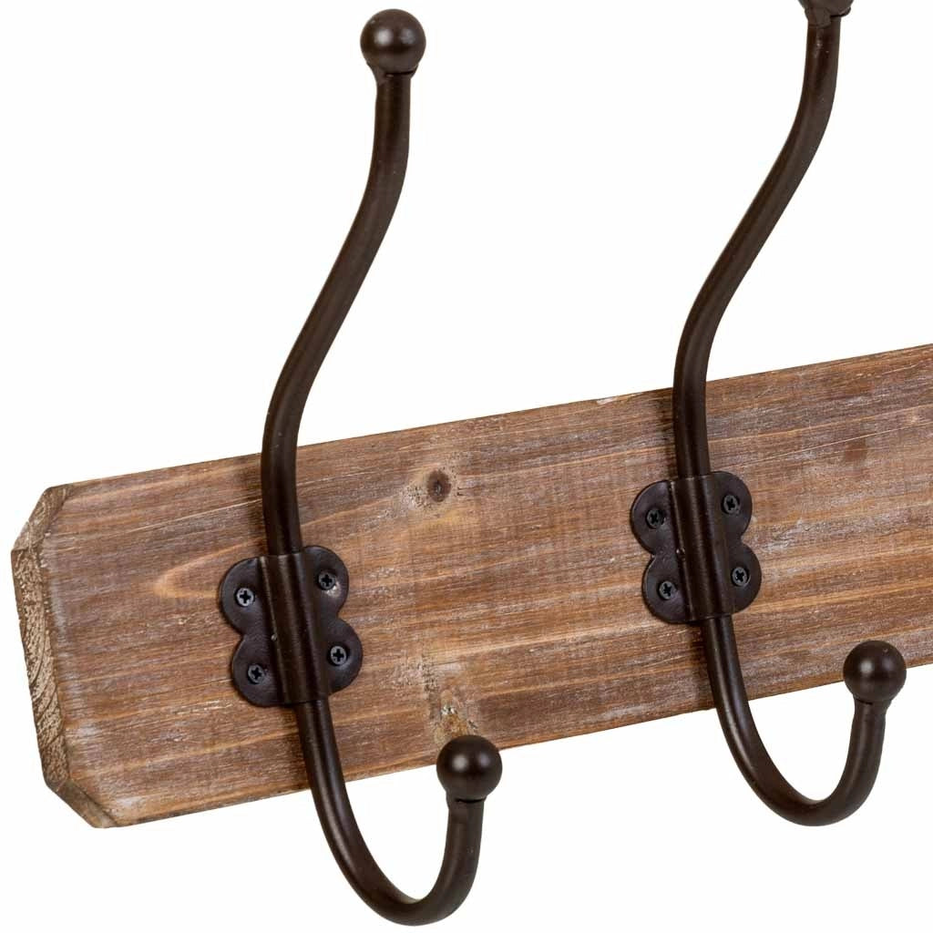 Appendiabiti da parete in legno con 5 ganci 60x1,3x8h cm