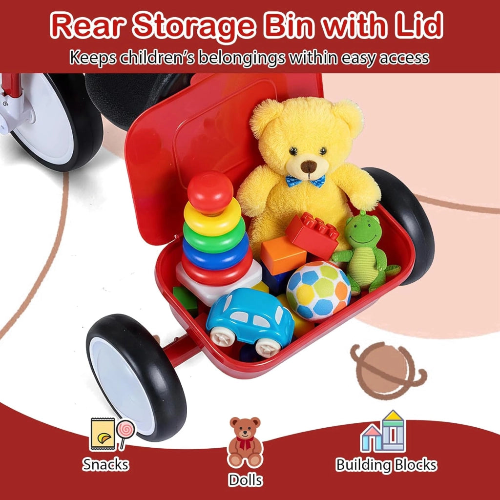 Triciclo Bambini 3-5 Anni, Triciclo Evolutivo con Ruote Luminose, Sedile Regolabile in 4 Posizioni, Pedali Rimovibili, Vano Portaoggetti Posteriore, Carico 25 KG, Regalo Bambino 3-5 Anni