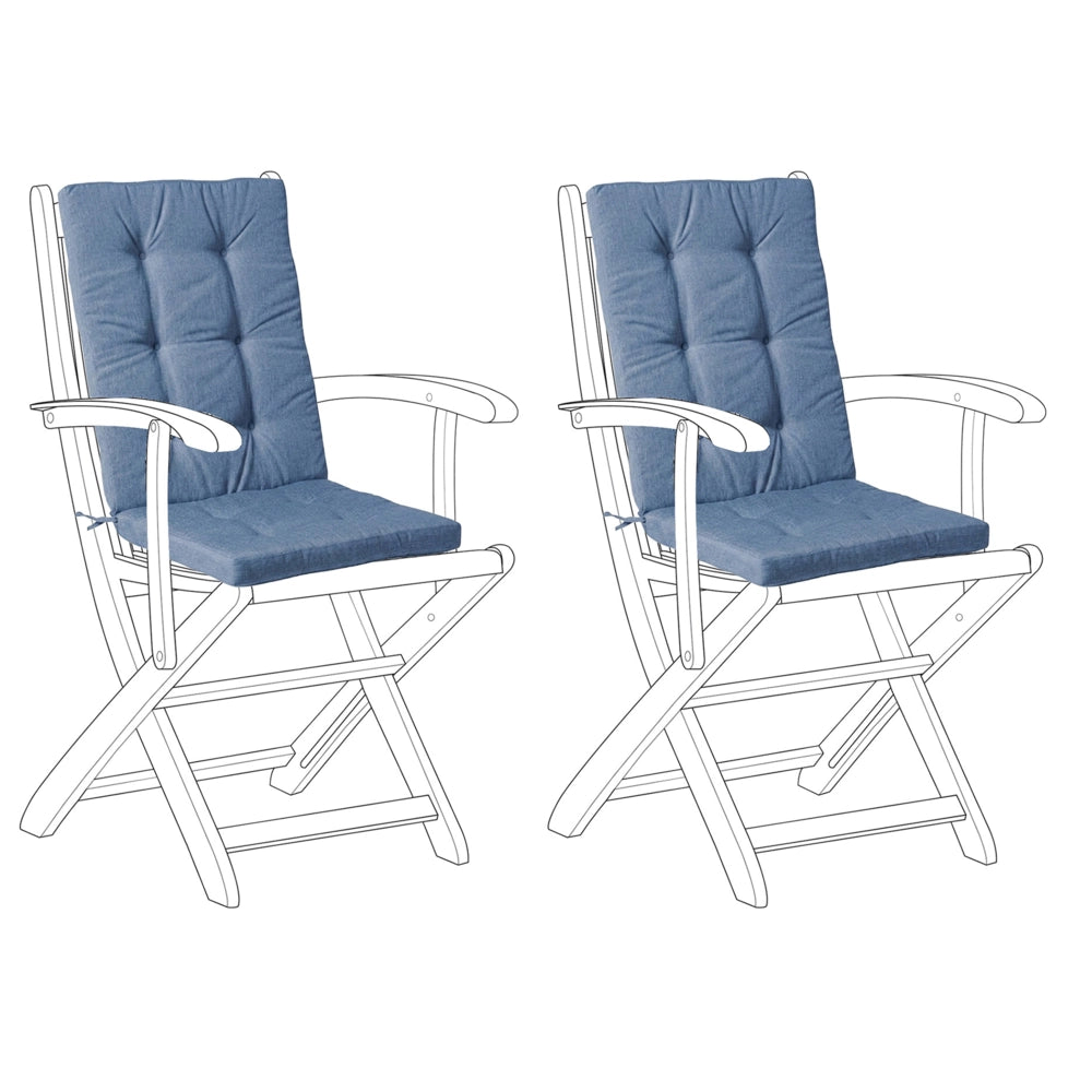 Set di 2 cuscini per sedute e schienale da esterno con lacci blu stile elegante giardino