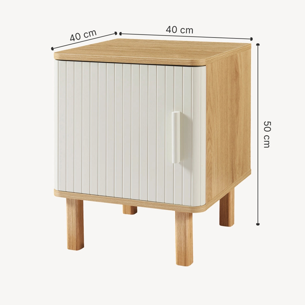 Comodino Ferrersp Mobile Contenitore con Anta 50 x 40 x 40 cm - Effetto Rovere / Avena Oatmeal [en.casa]