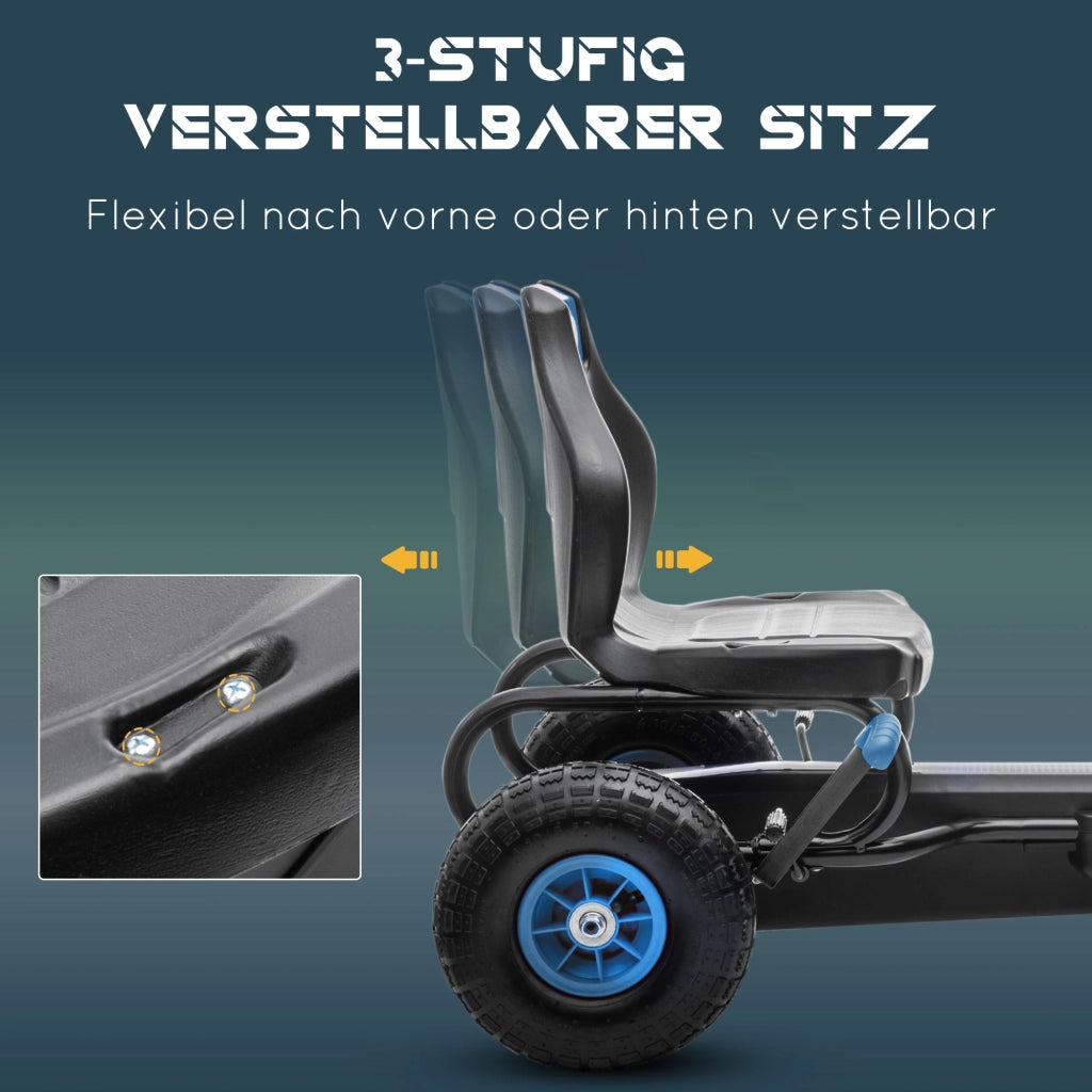 Go-Kart a Pedali per Bambini ¨C Xylo ¨C Sedile Regolabile Blu e Nero 121x58x61cm