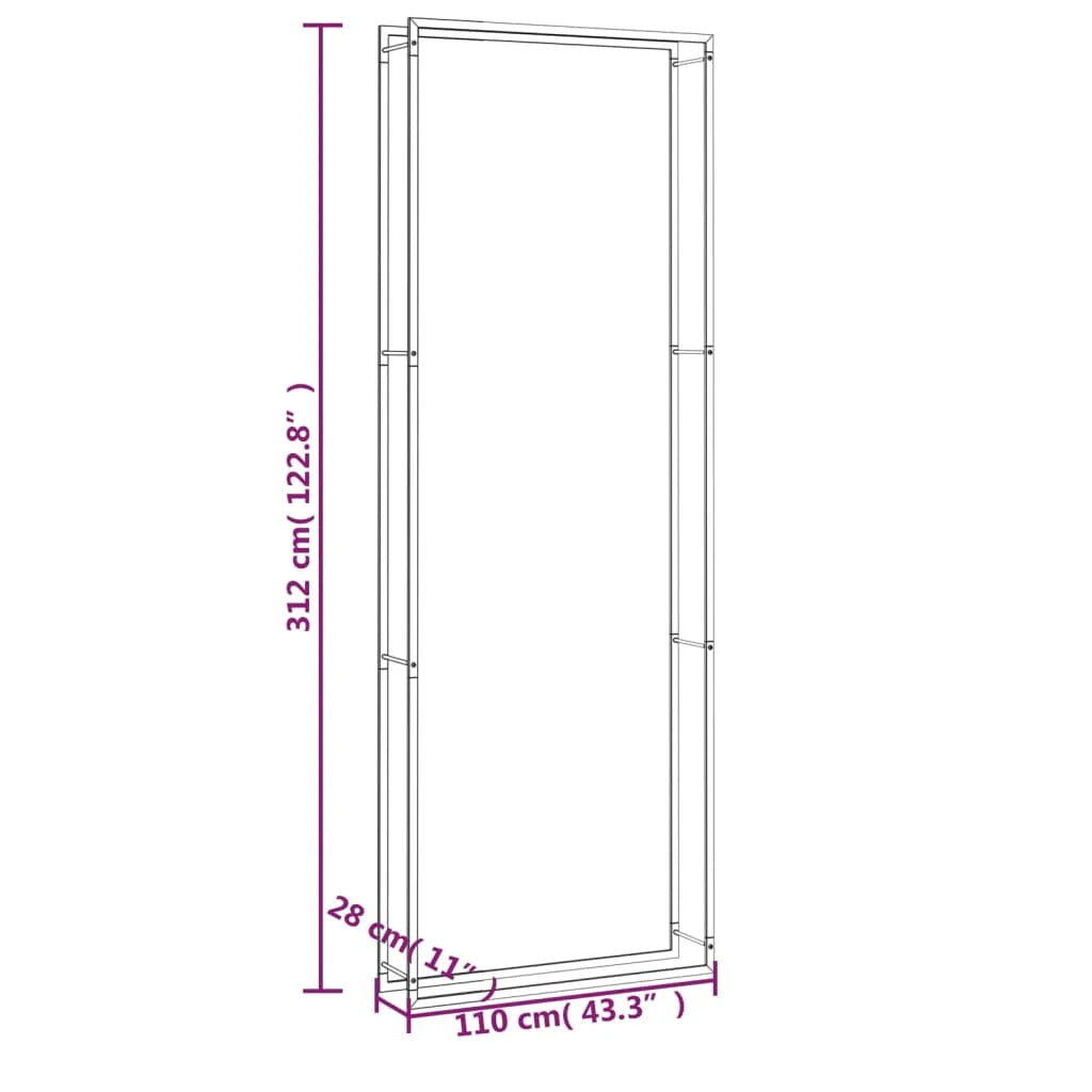 Portalegna finitura opaca 110 x 28 x 312 cm acciaio nero 02_0043747