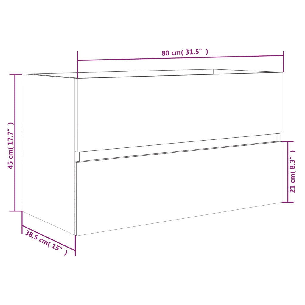 Mobile SottoLavabo | Armadio Lavabo Rovere Fumo 80x38,5x45 cm Legno Multistrato