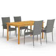 Set da pranzo da giardino per esterni 5 pezzi mobili grigi 02_0013785