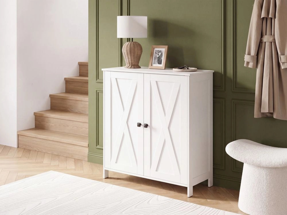 Scarpiera a 2 ante in MDF bianco per corridoio e ingresso
