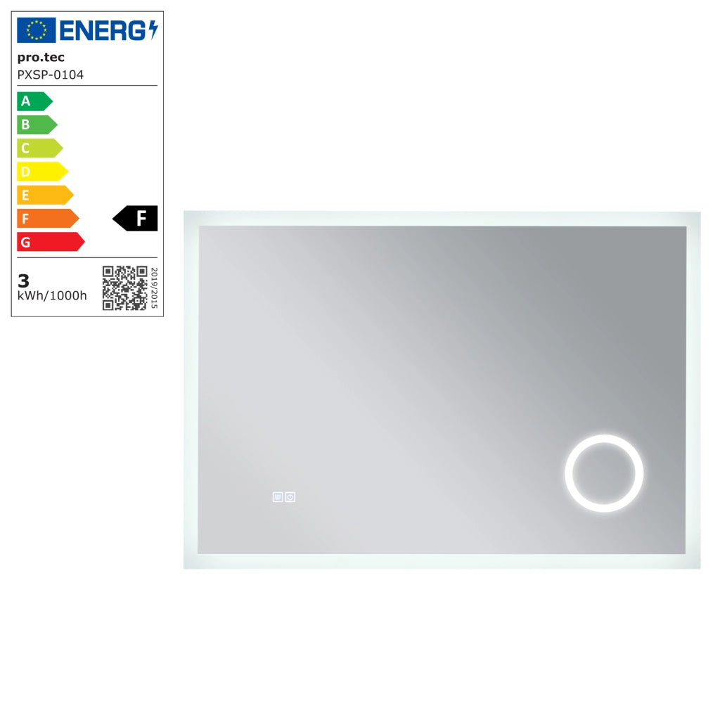 Specchio LED da Parete Scafa Multifunzionale Cornice Bianca 100 x 70 cm pro.tec
