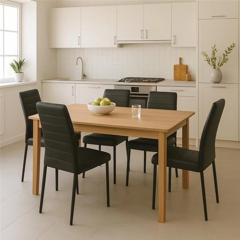 SET 4 SEDIE IMBOTTITE CON SEDUTA SIMILPELLE E GAMBE IN METALLO NERO DIMENSIONI 40X41X95 CM