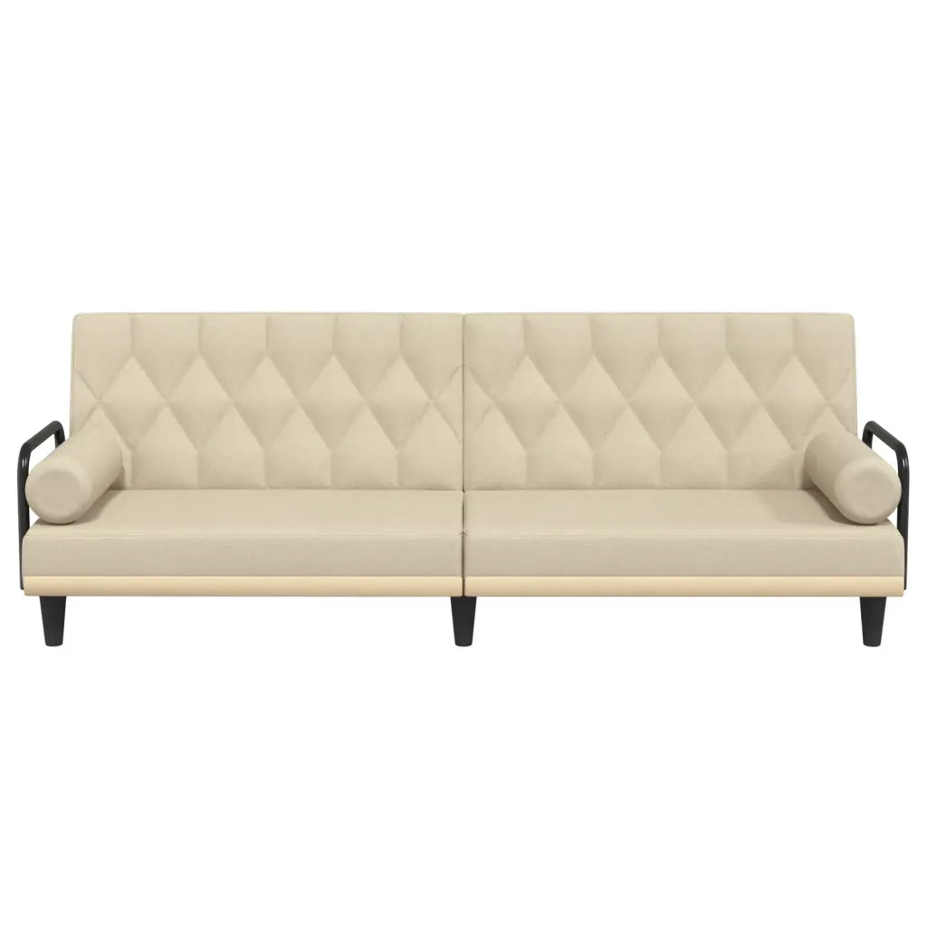 Divano Letto con Braccioli Crema in Tessuto 351940