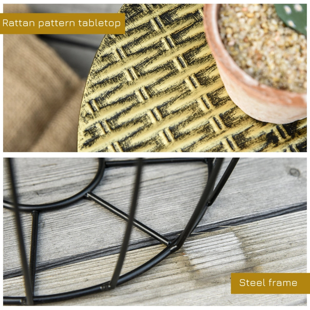 EasyComfort Set da Giardino Esterno, 3 Tavolini da Balcone Impilabili, Arredamento da Giardino Stile Industriale in Metallo Nero