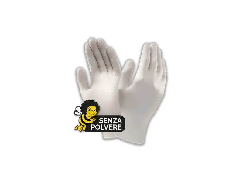 Guanti monouso in lattice senza polvere, uso alimentare e medicale S-M-L-XL - XL