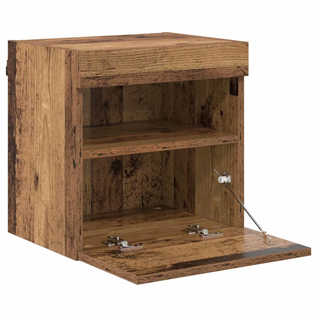 Mobile TV da parete con LED Legno vecchio 40 x 30 x 40 cm