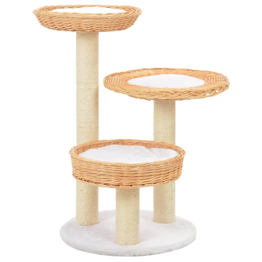 Tiragraffi albero per gatti cuccia per gatti giocattolo peluche in sisal naturale e legno di salice 3702248