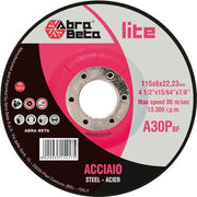 DISCO ABRASIVO TAGLIO FERRO ABRABETA - MM 115X22,2 H.MM 6,0- 25 pezzi
