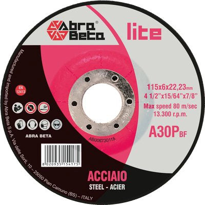 DISCO ABRASIVO TAGLIO FERRO ABRABETA - MM 115X22,2 H.MM 6,0- 25 pezzi