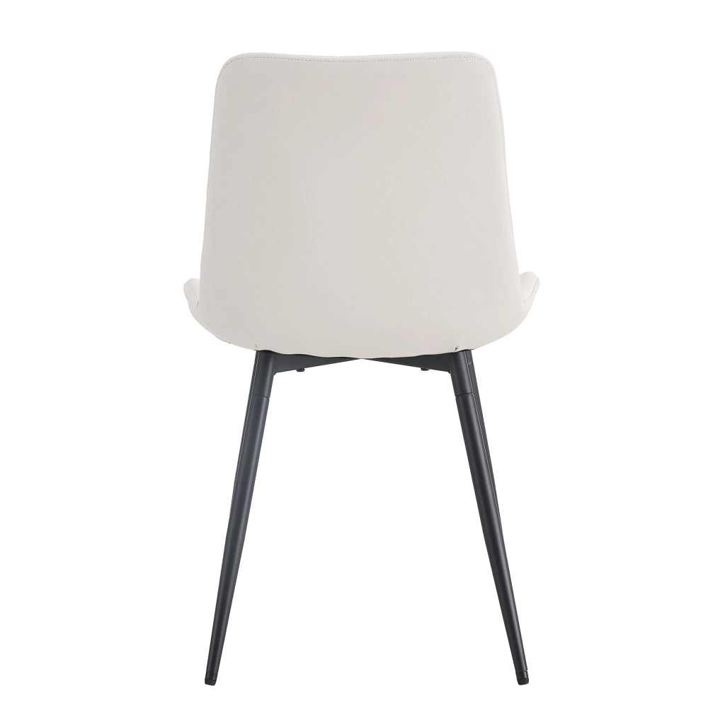 Sedie da Pranzo Set 4 Pezzi ¨C MINIMAL ¨C Similpelle Bianca, Schienale, Gambe in Metallo
