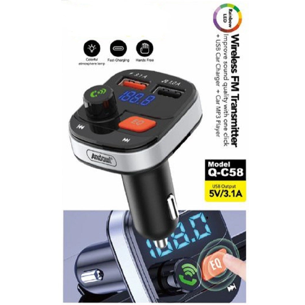 Trade Shop - Trasmettitore Fm Wireless Caricatore Usb Mp3 Per Auto Slot Scheda Memoria Q-c58 -