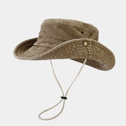 Cappello a secchiello con corda e bordo ampio, ideale per camminare, pescare, protezione dal sole UV e safari - cappello boonie universale - verde oliva