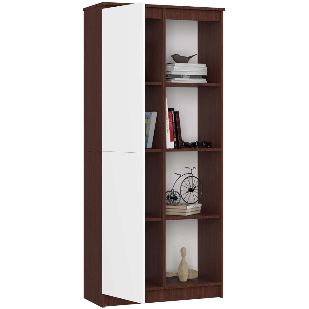 Armadio da ufficio AKORD R80 Wengé 80 cm 1 anta inserto frontale Bianco 80x35x180 cm