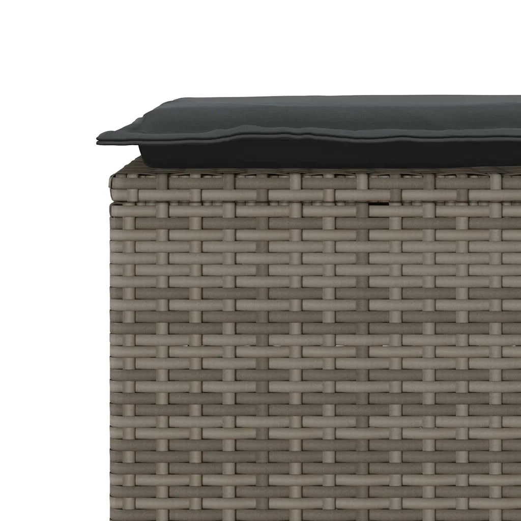 Panchina da Giardino | Panca da Giardino con Cuscino Grigio 110x40x44 cm in Polyrattan