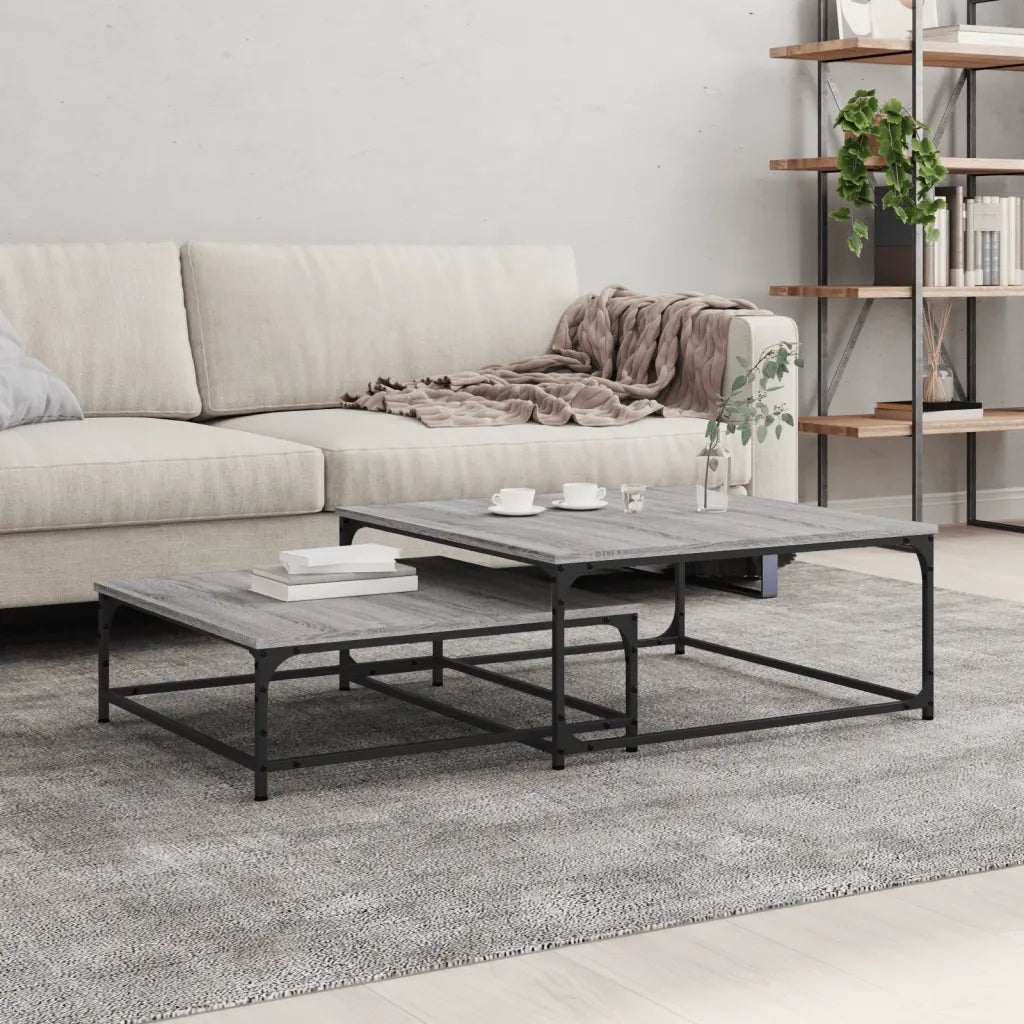 Tavolini Salotto Impilabili 2pz Grigio Sonoma Legno Multistrato 832821