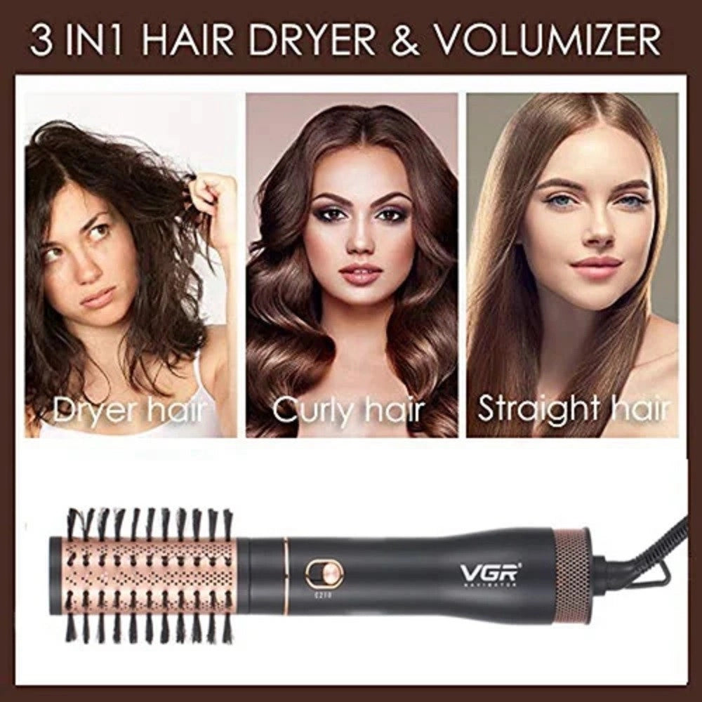 Trade Shop - Spazzola Piastra Termica Styler Ad Aria Calda Asciuga Arriccia Capelli Vgr V-559 -