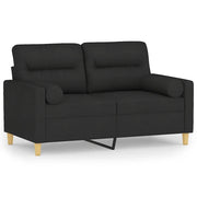 Divano | Divano da soggiorno | Sofa a 2 Posti con Cuscini Nero 120 cm in Tessuto