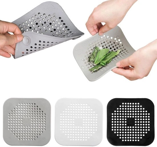 Filtro di Scarico Efficiente - Sistema di Filtrazione - Filtro di Scarico - Setaccio per Capelli - Doccia - Cucina - 14,5 cm x 14,5 cm