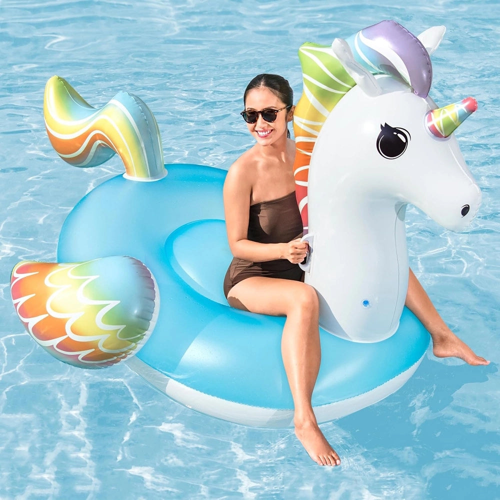 Trade Shop - Cavalcabile Gonfiabile Da Piscina A Forma Di Unicorno Gigante 224x164cm Maniglie 41113 -