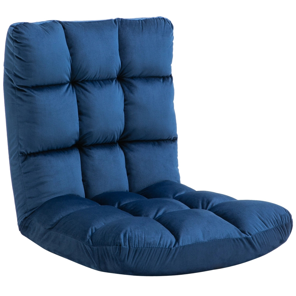 Poltrona letto pieghevole con schienale regolabile ¨C Xylo ¨C velluto blu 55x71x53,5 cm