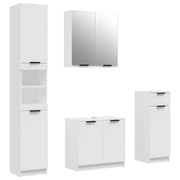 Set di Mobili da Bagno | Armadio da bagno 4 pz Bianco in Legno Multistrato
