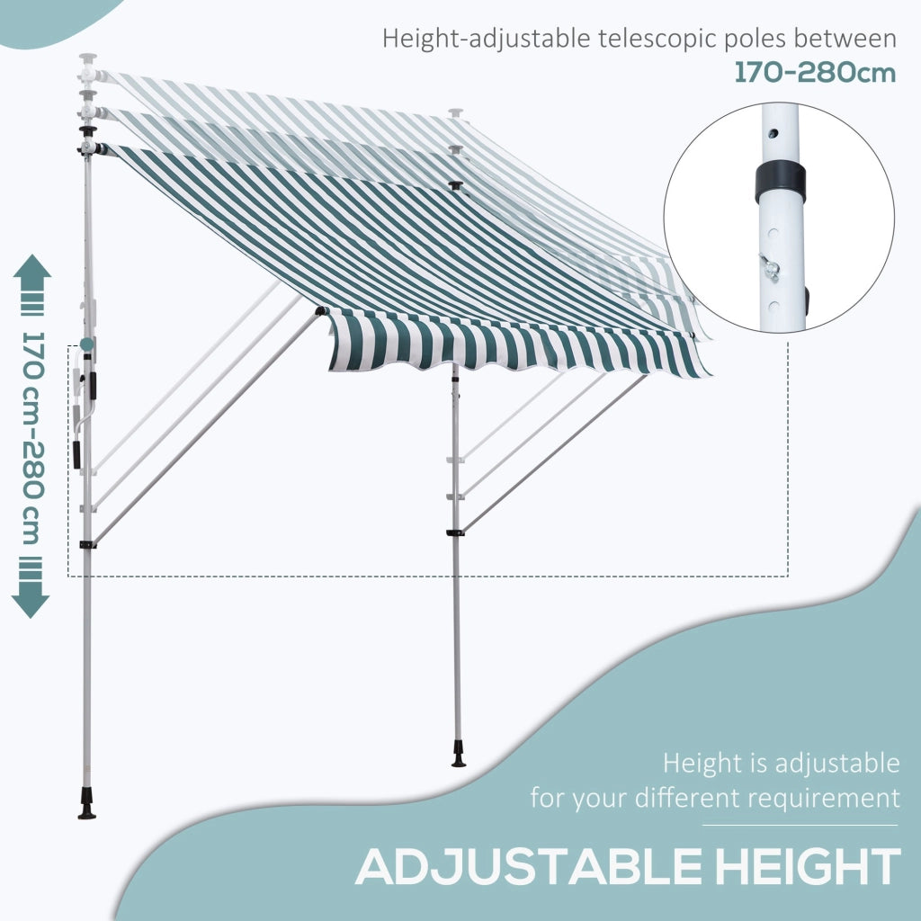 EasyComfort Tenda da Sole da Esterno 2x1.5m a Rullo con Manovella, Altezza e Angolazione Regolabile, Bianco e Verde