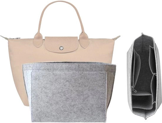 Organizzatore per borse Longchamp con più tasche per accessori portafoglio per borse Longchamp Le Pliage e borse tote (grigio chiaro, M)