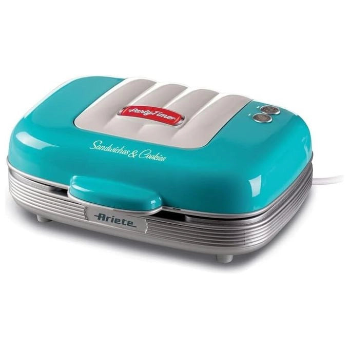 Ariete 00C197201AR0 Party Time Piastra Elettrica Multifunzione 700W 3 Piastre Antiaderenti Intercambiabili Muffin Donuts Sandwich colore Azzurro