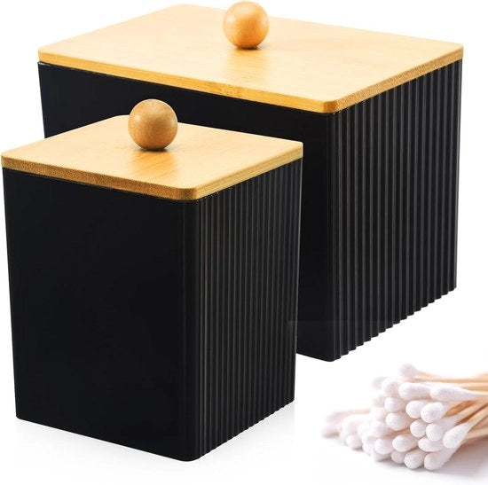Dispensatore di dischi di batteria con rivestimento in bambù e contenitore, supporto multifunzionale per spazzole da bagno per organizzatore della doccia - Nero.