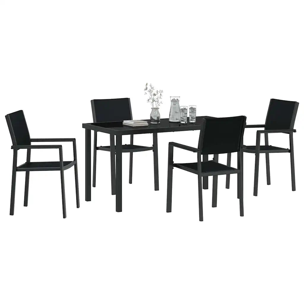 Set da Pranzo per Giardino 5 pcs Nero