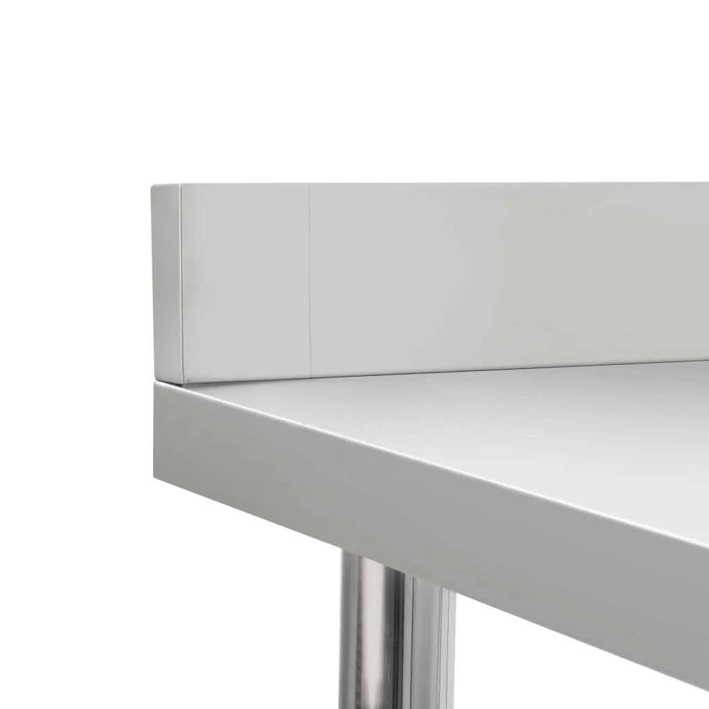 Tavolo da lavoro da cucina con alzatina 120 x 60 x 93 cm acciaio inox 02_0001908