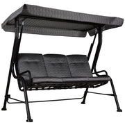 EasyComfort Dondolo da Giardino per 3 Persone con Tettuccio Regolabile e Cuscini, 200x120x170cm, Nero
