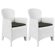Sedie da Giardino 2 pz Cuscino Bianche in Plastica Stile Rattan 45598