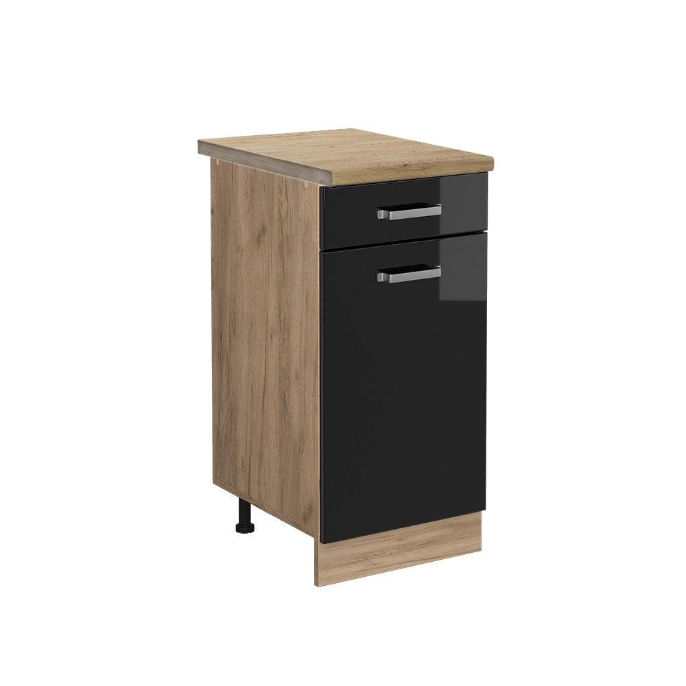 Vicco Mobiletto base per cucina Nero lucido 40 cm , PL Rovere