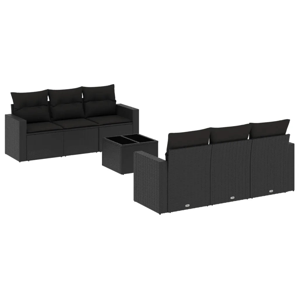 Set Divani da Giardino con Cuscini 7pz Nero Polyrattan 3251042