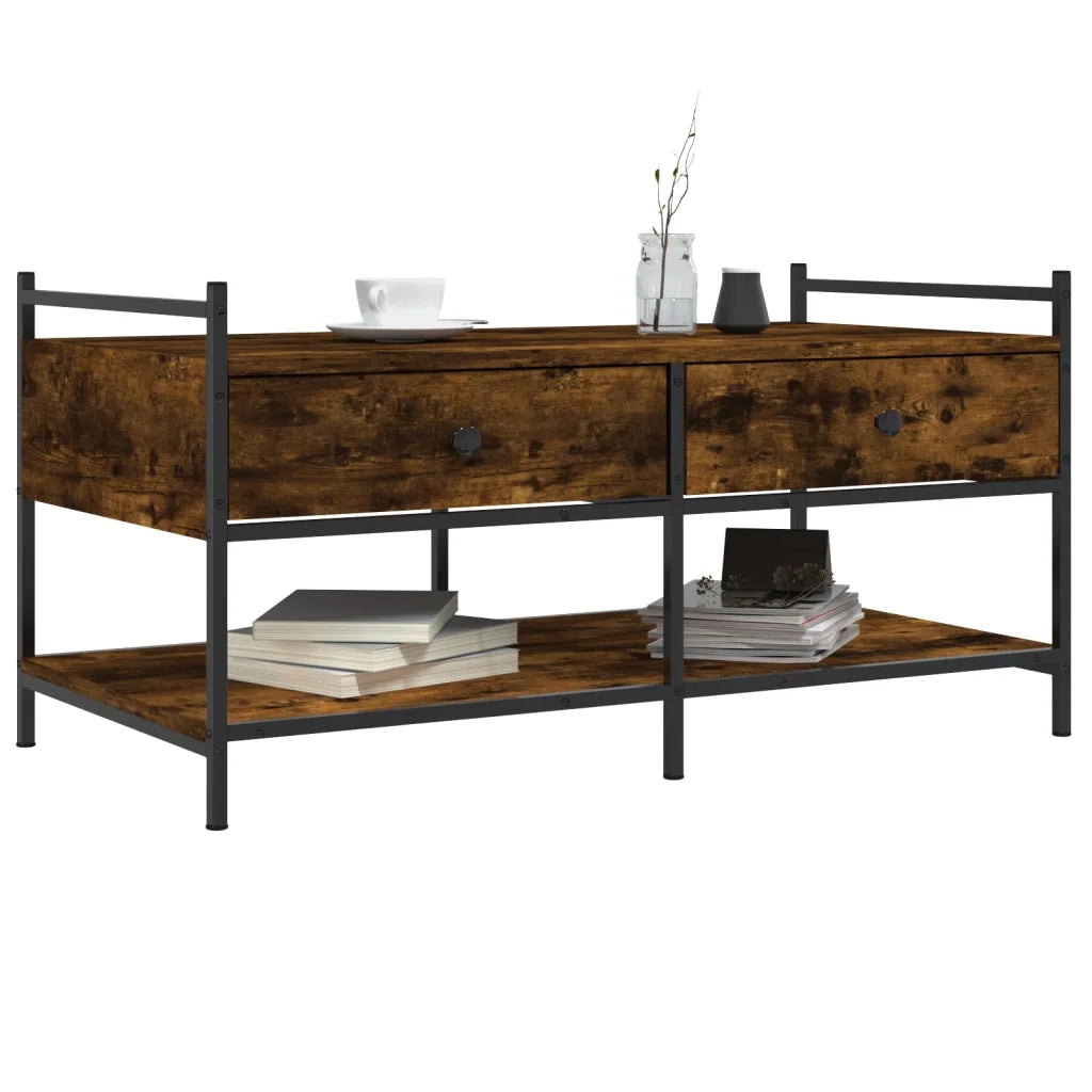 Tavolino da Salotto Rovere Fumo 99x50x50cm in Legno Multistrato 833962