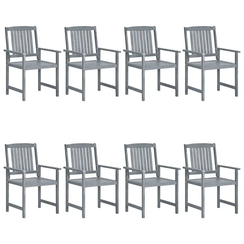 Sedie da Giardino con Cuscini 8 pz in Massello di Acacia Grigie cod mxl 17544