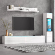 Set TV 3 pezzi con illuminazione LED - Zephmum - Bianco lucido