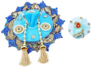 Costumi di Dio Bal Gopal Kanha Krishna Kanhaiya Dev con Mukut per Stand Metallico per Idolo per Festival Tradizionale Indiano Janmashtami (Dimensioni: - 2-4 No.Dia- 8") (Blu)