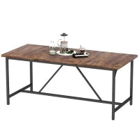 Tavolo da Pranzo Rettangolare per 6-8 Persone Stile Industriale con Gambe di Metallo 180x80x75,5 cm Marrone Rustico